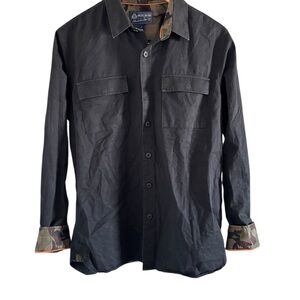 American Rag Black Dress Shirt with Camouflage Accent Size M